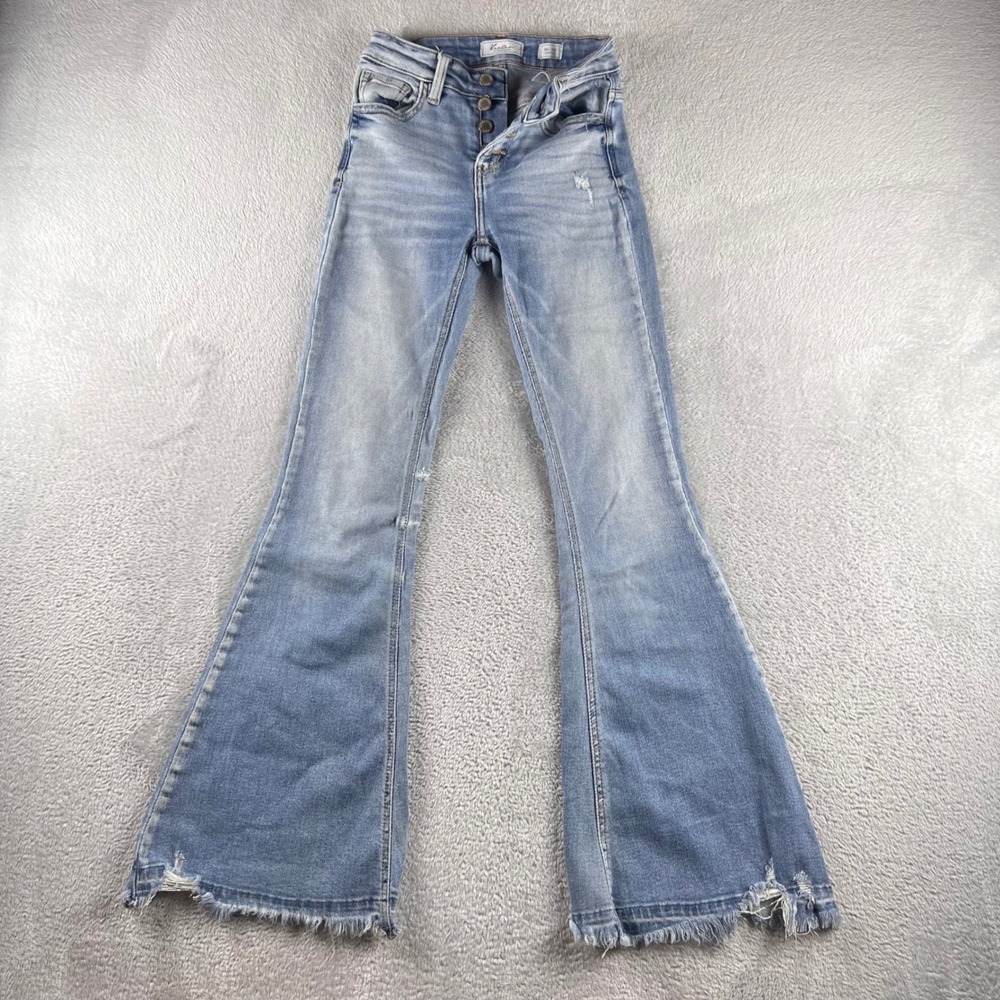 Kancan Signature Mid Rise Super Flare Jeans 24 fits  22.5x30 Distressed VBK1843R
